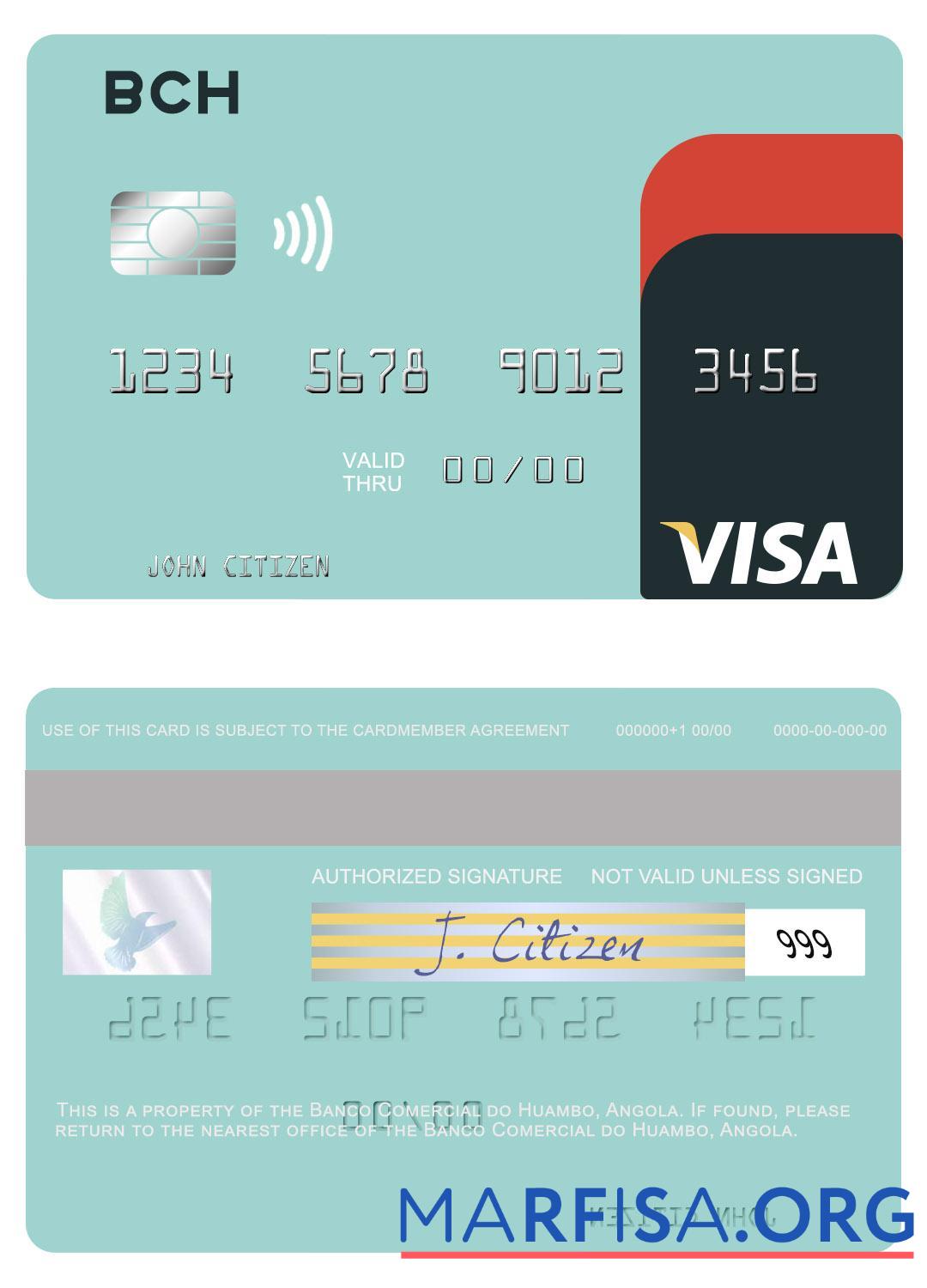 Downloadable Angola Banco Comercial do Huambo visa card template